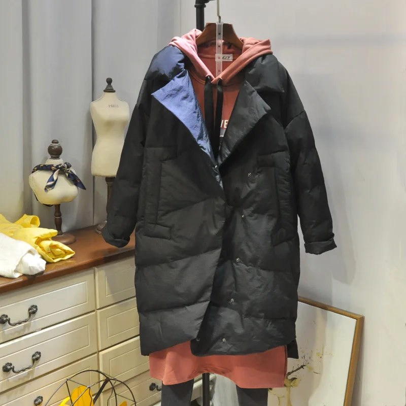 

Hipster Fashion Autumn And Winter New Products Simple Solid Color Double Breasted Loose-Fit Versatile Casual Cotton-padded Cloth