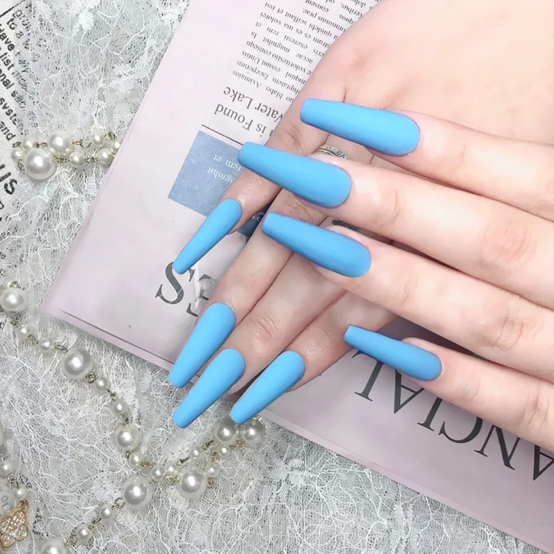 pcs Matte False Nails Nude French Ballet Fake Nail Long Coffin Nail Tips Reusable Press On Nails Manicure With Glue Nail Tools False Nails Aliexpress