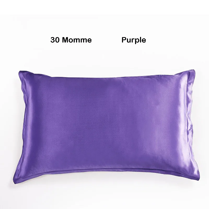 Чехол для подушки из шелка тутового шелкопряда для волос и кожи, размер королевы 20* 30in 30 Momme, чехол для подушки, шелковые наволочки с застежкой-конвертом - Цвет: Purple 1 piece