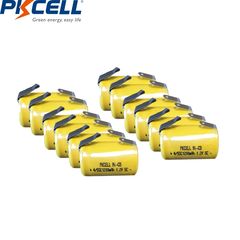 2/6/8/12 шт PKCELL 4/5SC 1200 мАч 1,2 аккумуляторы Ni-CD Ni Перезаряжаемые Батарея 4/5 SC подводная лодка C батареи с сварки вкладки для электрических инструментов - Цвет: 12PCS