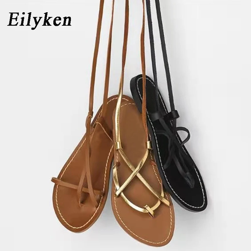Eilyken sandalias romanas de Nubuck para mujer, chanclas planas con Varias  correas cruzadas de altura hasta la rodilla, Bondage, 2021|Sandalias de  mujer| - AliExpress