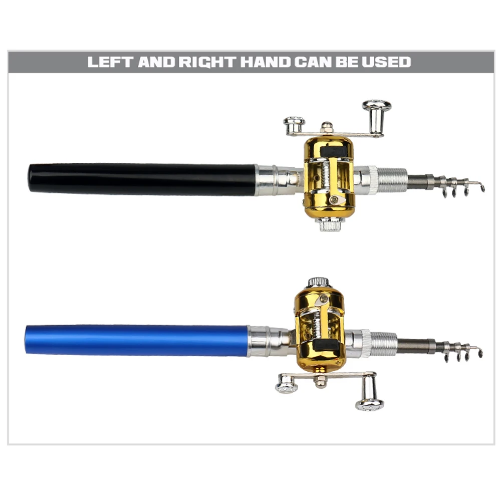 Portable Telescopic Mini Fishing Pole Set Pocket Pen Shape Folded Fishing Rods Kit with Reel Wheel Fishing Tackle Pesca