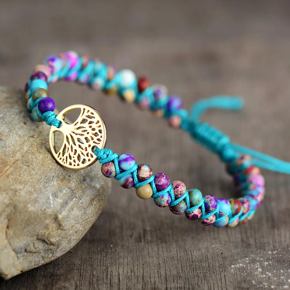 Handmade Natural Stone Boho Yoga Wrap Bracelet & Bangle Tree of