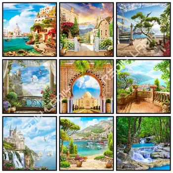 

5D DIY Diamond Painting Seaside Villa Full Square/Round Diamond Embroidery Picture of Rhinestones Mosaic Crafts Home Decor Gift