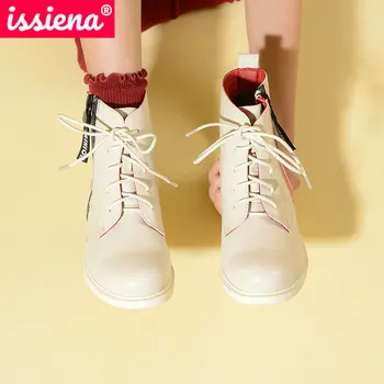 

ISSIENA 2021 Mixed Color Children Winter Warm Boots PU Leather Kids Lace Up Rubber Boots Baby Girls Snow Boots Size 28-39