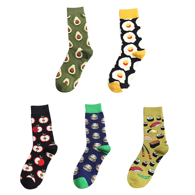 

Soft Casual Socks Food Printed Elastic Breathable Cotton Hosiery Footwear Accessories Yq