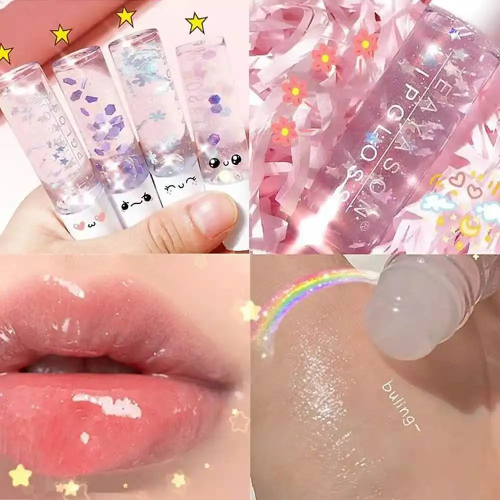 

Transparent moisturizing lip gloss Roll-on lip gloss With flash Base lip gloss Cute lip gloss Scented Lip Gloss