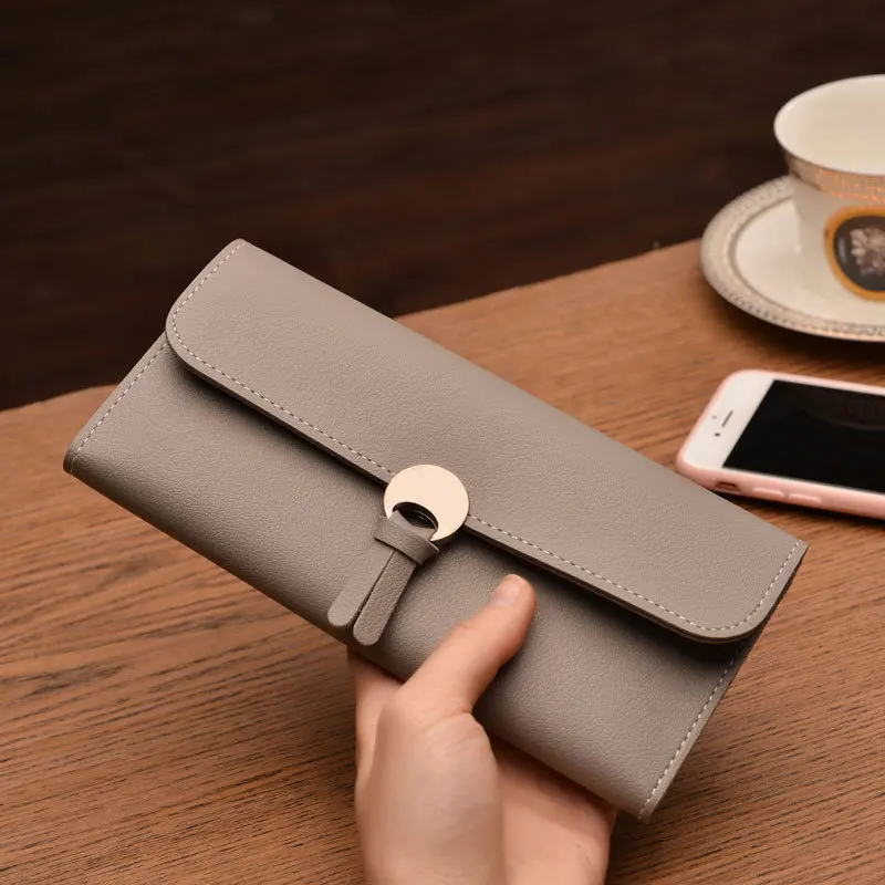 

PACGOTH PU Leather Women Buckle Three Fold Soft Wallet Large Capacity Purse Lady Purses Phone Card Holder Pocket Wallet Fashion