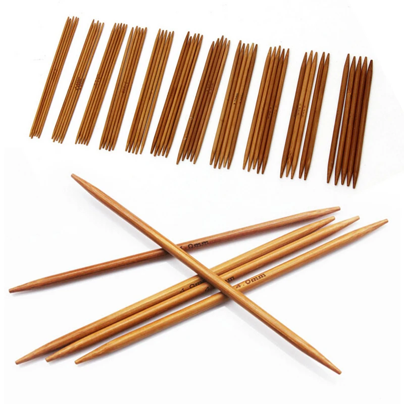 55 Pcs Double Pointed Carbonized Bamboo Knitting Needlesdiy Knitting