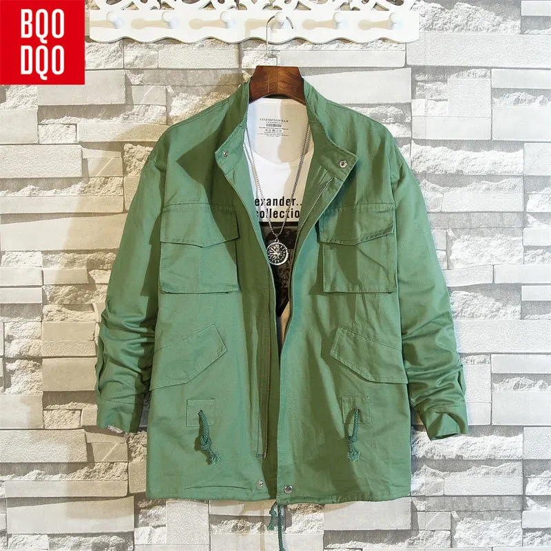

Army Green Oversized Jackets Men Baggy Drawstring Japanese Style Military Jacket Autumn Fashion Streetwear Hip Hop Casual Coat