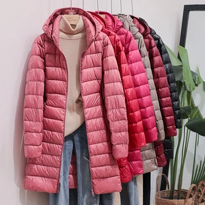 SEDUTMO-chaquetas de plumón para mujer, abrigo largo y ultraligero, informal, desplumada, Parka con capucha ED1275