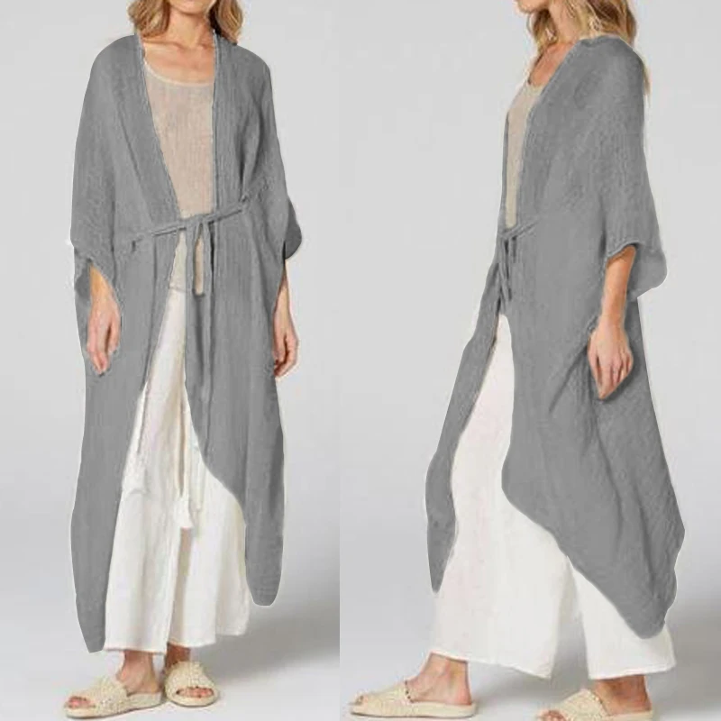 

Vinatge Casual Batwing Sleeve Solid Kimono Cardigan Summer Beach Long Blouse Shirts Loose Cover Up Celmia Women Tops Oversized