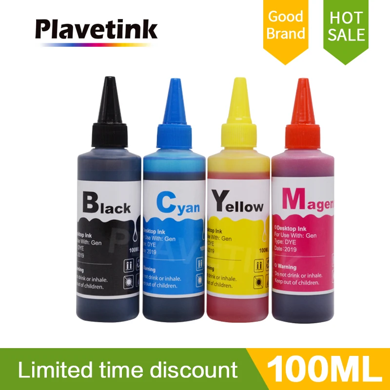 

Plavetink Printer Ink for Canon For Epson For HP For Brother Ink Refill Kit 100ml Bottle 4 Color Dye Ink Paint For Ciss Tank