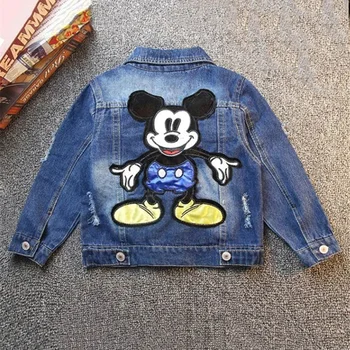 

Dulce Amor Kids Denim Jacket Coat Spring New Fashion Children Mickey Patch Outerwear Baby Boy Girl Clothes Hole Jeans Coat Tops