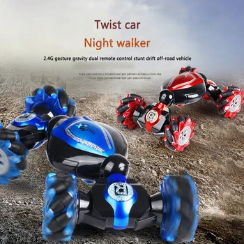 

2020 new rc car 1:12 four-wheel drive gesture sensing dual rc light music dancing rc carrotating off-road climbing car