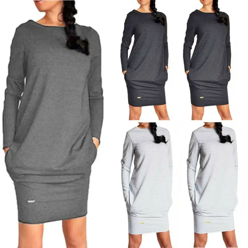 Ранняя весна новая однотонная Цвет Для женщин Bodycon с длинным рукавом вечернее