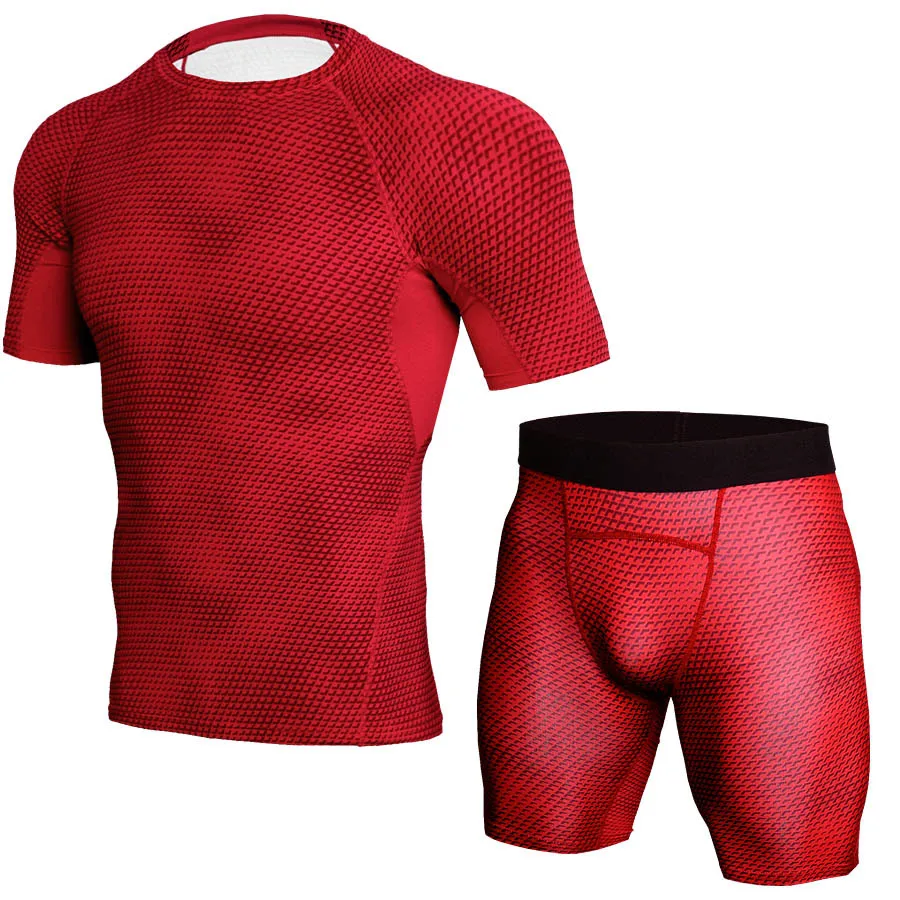 

Men's Sports Suit 2020 Mesh Sport Man Underwear Set Short Sleeve Men's Sports Suit Male Sports Compression Shirts