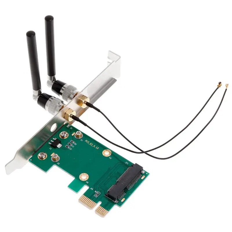 Беспроводной адаптер Wi-Fi Mini PCI-E к PCI-E 1X настольный адаптер+ 2 антенны X6HB