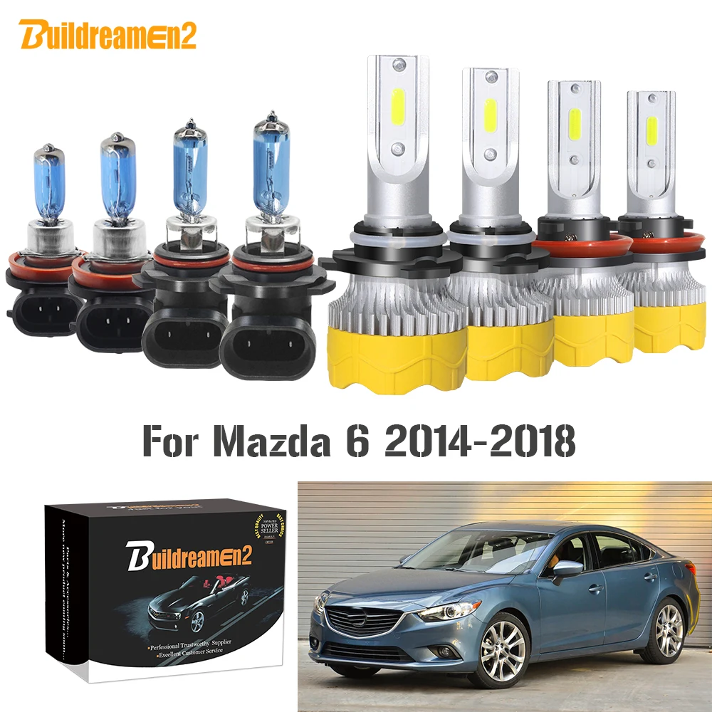 Buildreamen2 4 X Car Headlight High Low Beam 9005 H11 Auto LED Halogen Bulb Headlamp 12V For Mazda 6 2014 2015 2016 2017 2018 | Автомобили