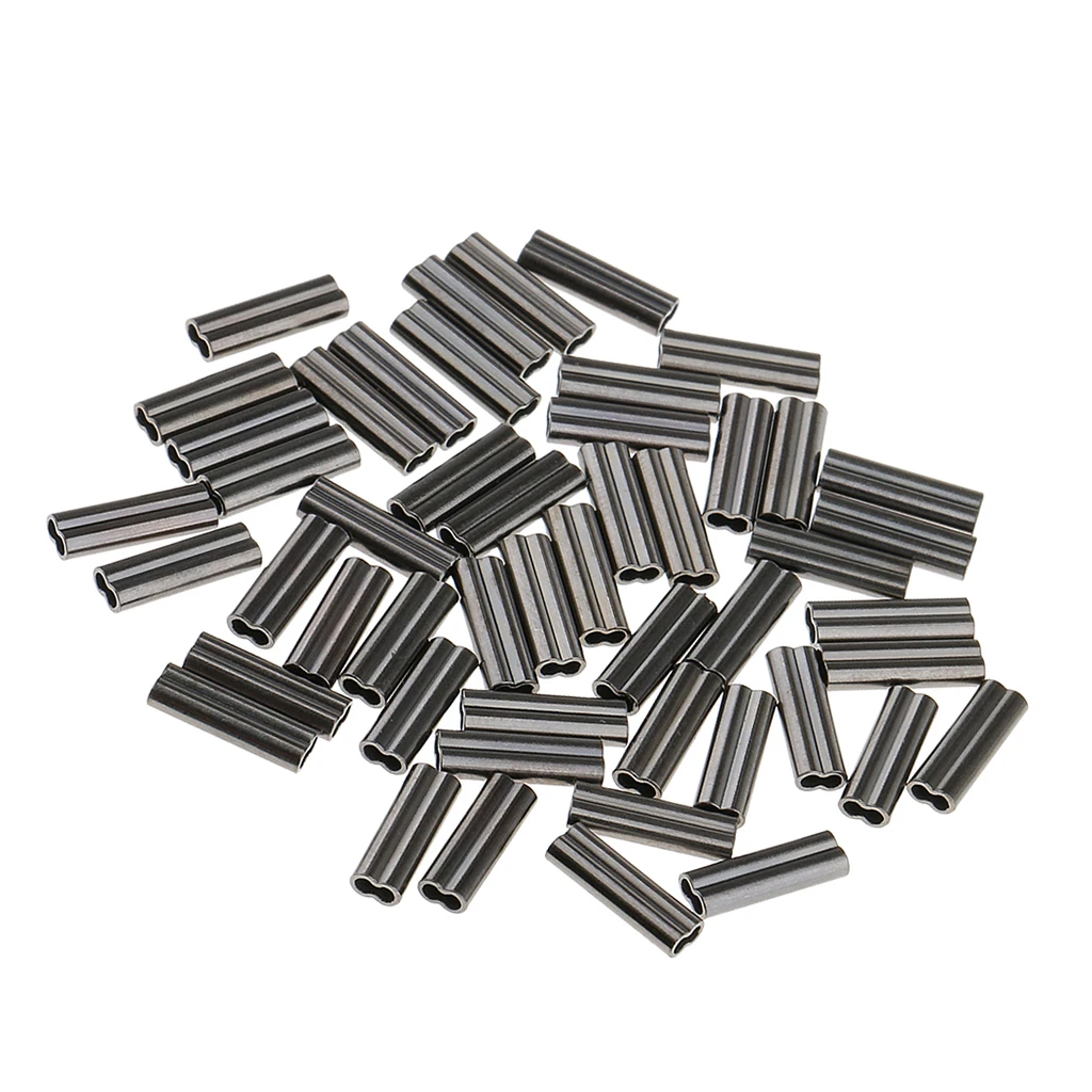 100pcs Copper Double Barrel Crimp Sleeves Connector Tool for Fishing Line Leader Wire, Fishing Tackle Accessories, 0.8mm 1.2mm