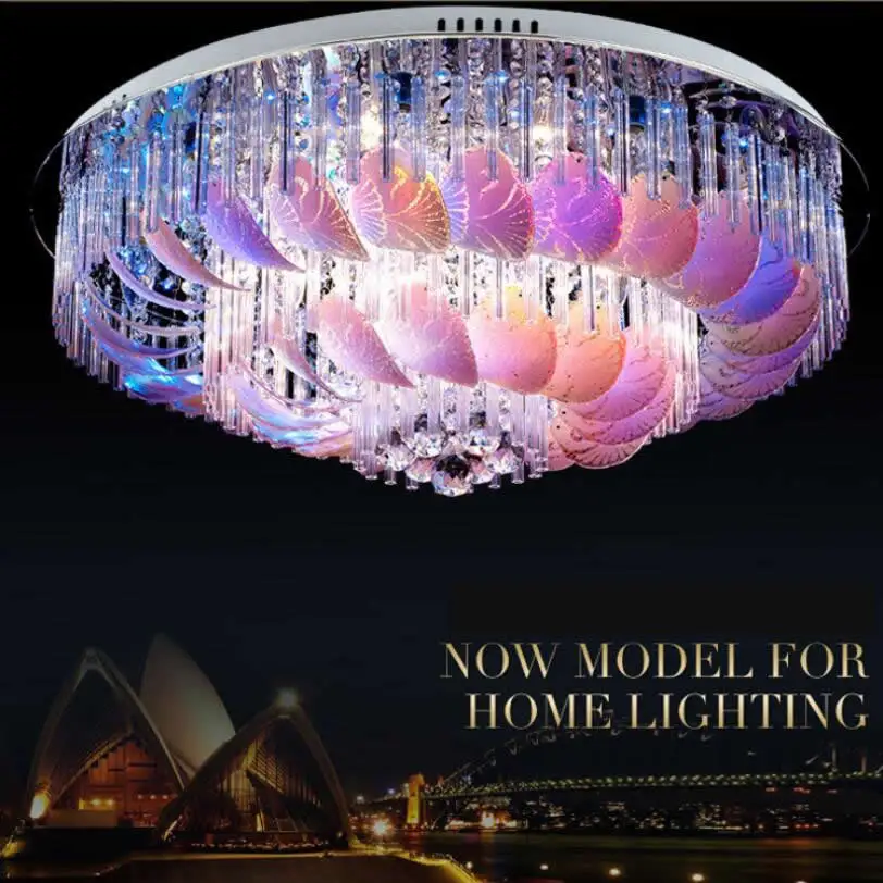 

Modern Crystal Chandelier Lighting Remote Control RGB Chandeliers Ceiling Living Room Bedroom Romantic