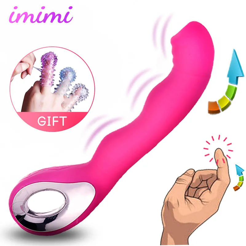 10 Speed Wave USB Recharge Silicone Penis Vibrator Clitoris Stimulate Massager Female Vagina Vibrator with Handle Erotic Sex Toy