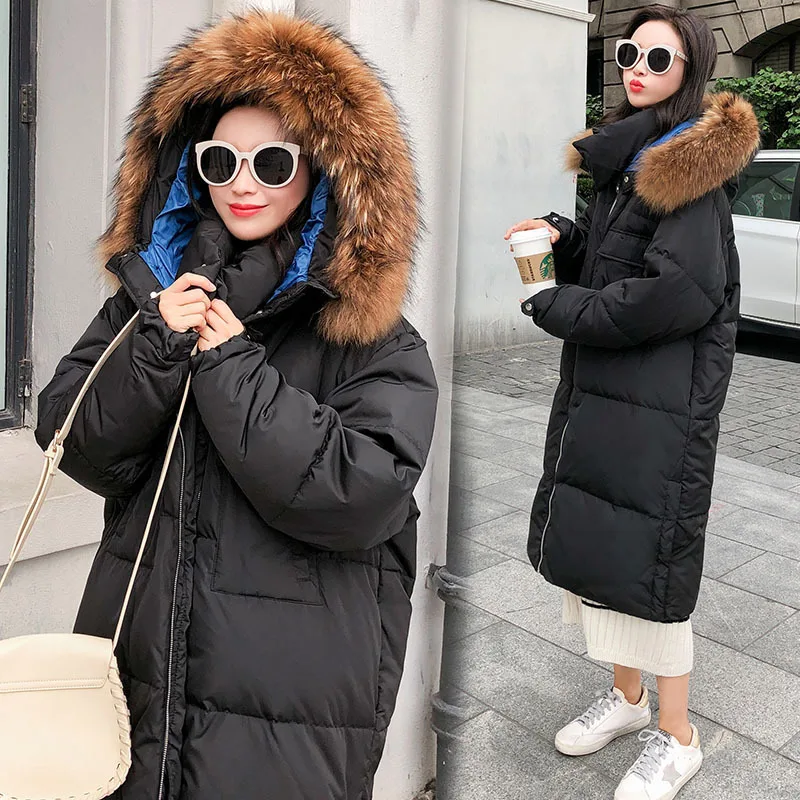 

2018 Winter New Style Korean-style Thick Mid-length Long Sleeve WOMEN'S Wadded Jacket Double Collar Zipper Solid Color Trend Coa