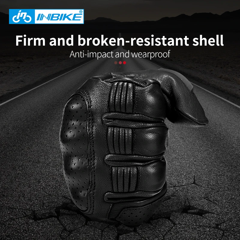 Winter Goat Skin Cycling Gloves Shell Gear protection Motorbike Bicycle Skiing Thermal