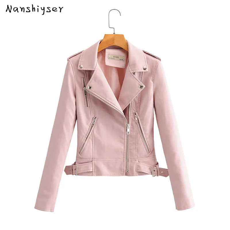 

Korean Casual Faux PU leather jacket For Women Autumn Short Fashion Abrigo mujer Oblique zipper Leather Motorcycle biker Outwear