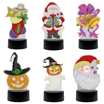 

Halloween Pumpkin Light Rhinestone Lamp Christmas 5D Diamond Painting LED Gifts for Household Living Room Accessories