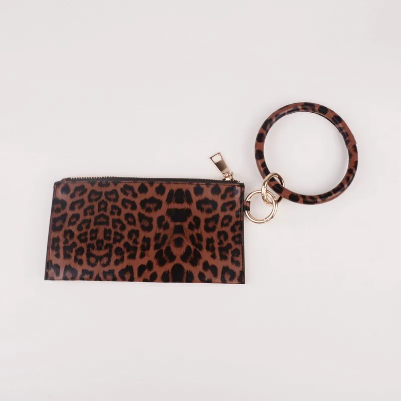 dark leopard Новинка от Rainbery, модный многофункциональный брелок для ключей и кошелек для телефона из искусственной кожи, круглый брелок с подходящей сумочкой на запястье - Цвет: dark leopard