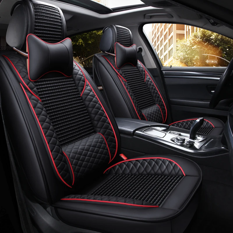 Full Coverage PU Leather car seat cover flax fiber auto seats covers for kia spectra kia sportage 2 3 4 lada 2107