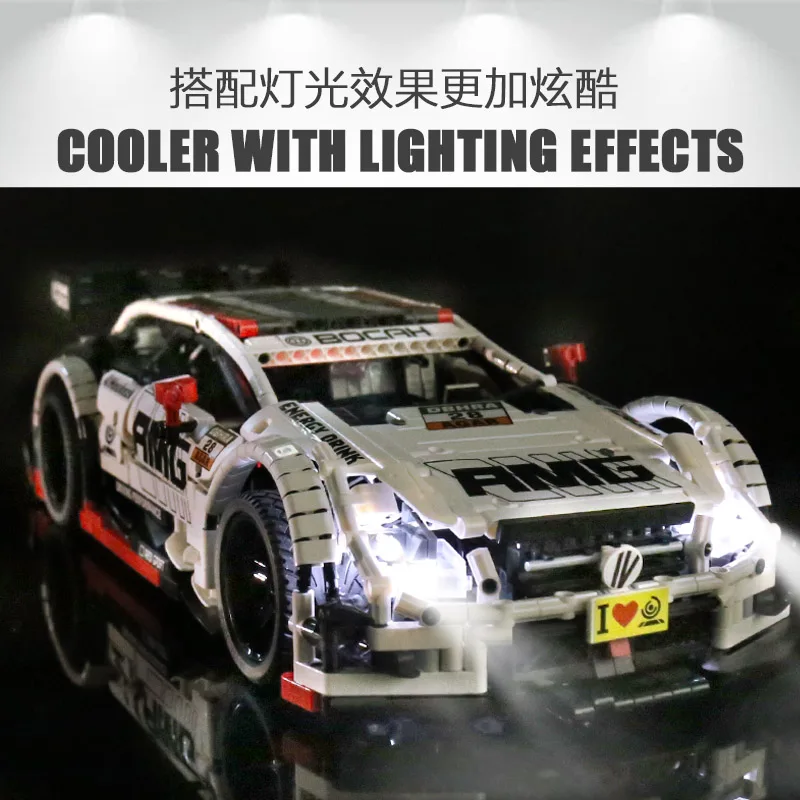 Новый MOC Technic C63 спортивный автомобиль 6687 LED RC Мотор мощность функция Fit Lepinblocks