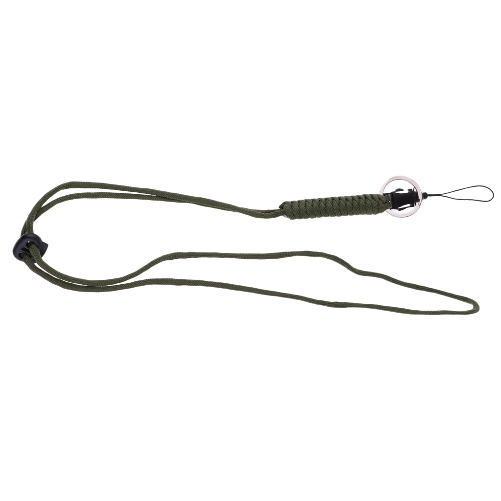 Utility Braided Lanyard Survival Paracord Keychain for Keys Flashlight with Split Ring