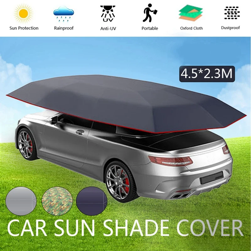 4.5x2.3M New Outdoor Car Vehicle Tent Car Umbrella Sun Shade Cover Oxford Cloth Polyester Covers Without Bracket