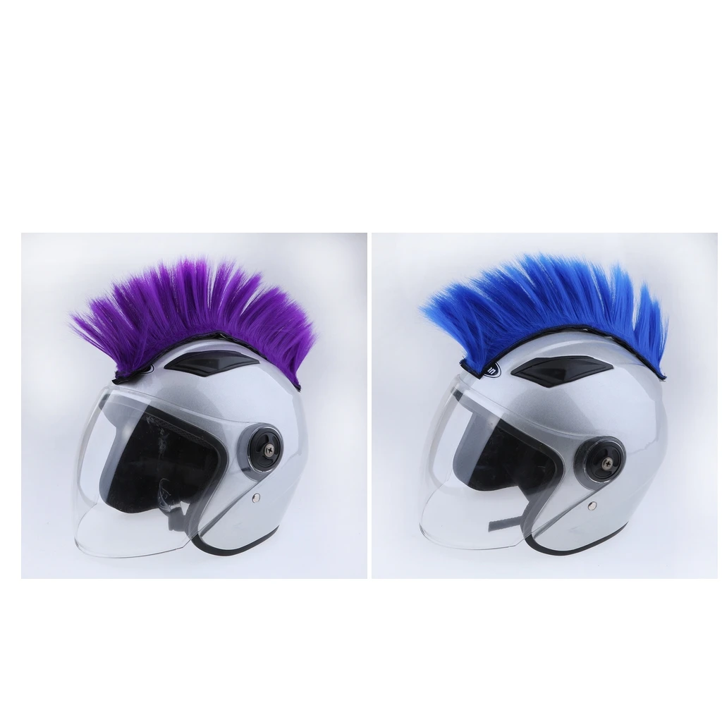Purple/Blue Motorcycle Adhesive Mohawk Hair Patches Skinhead Costumes Wig