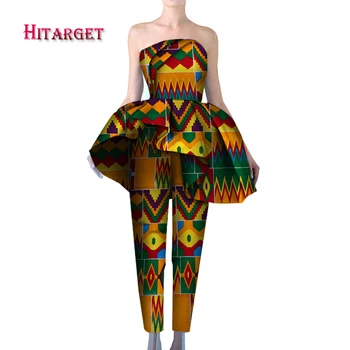 

new African Clothing dashiki batik fashion Women Sets sleeveless top+pant suit for women print pure cotton ladies clothes WY5921