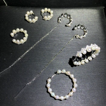 

100%925 sterling silver Women's tassel jewelry with pearl earrings baroque pearl gemstone christmas flower cz dangling earrings