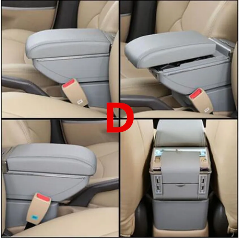 Для hyundai акцент подлокотник 2006 2007 2008 2009 2011+ USB+ двойной Слои+ свет - Название цвета: D style gray