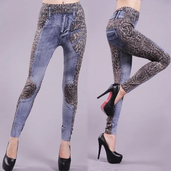 

Brand New Women Ladies Legging Sexy Fashion Leopard Patchwork Slim Fit Pencil Jeans Trousers Casual Denim Leggings