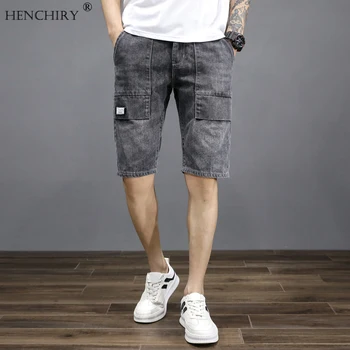 

HENCHIRY new high-quality men's denim shorts spring & summer new men's denim five-point pants fashion casual men's pants QCD708