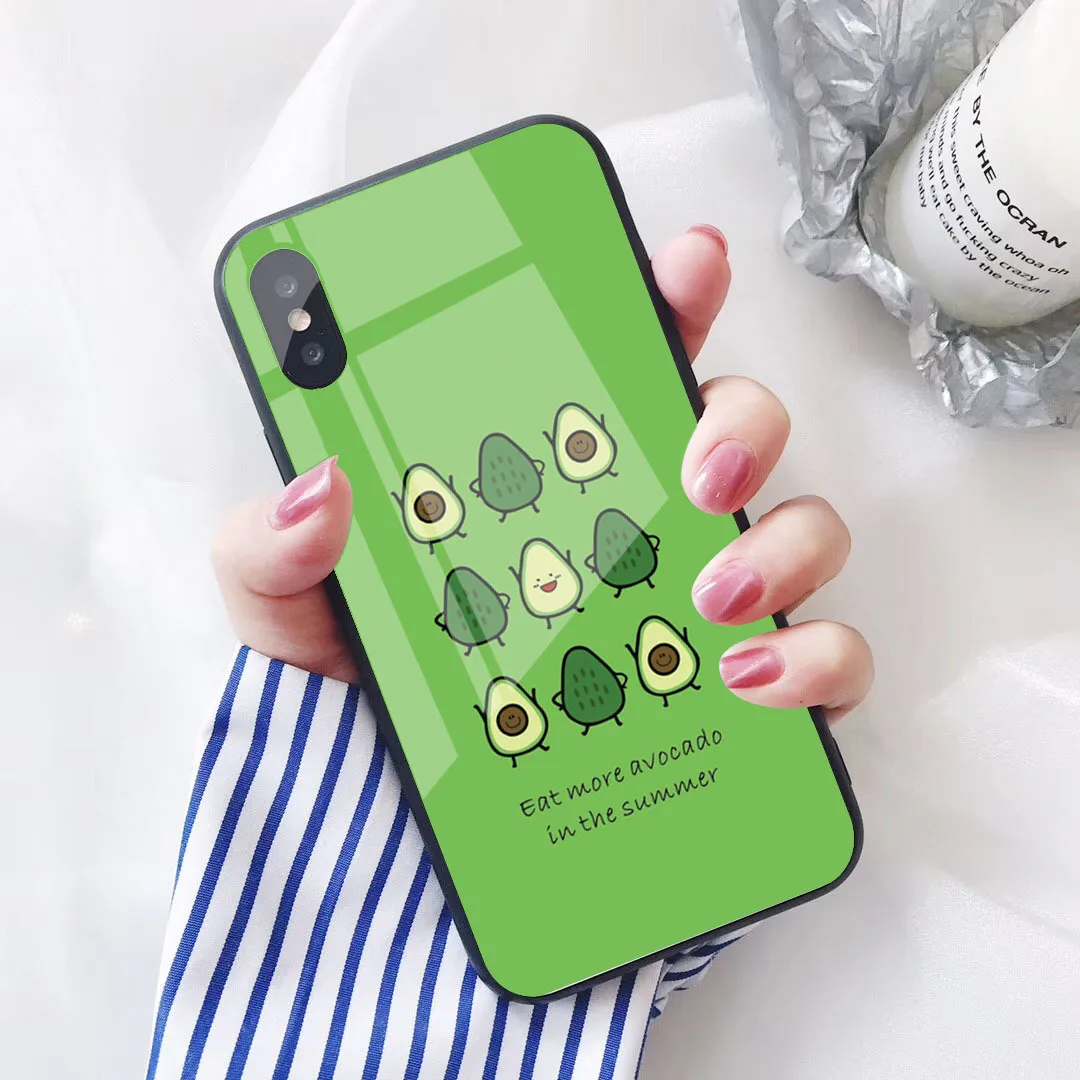 Чехол с милыми мультяшными фруктами для iPhone 11 11 Pro Max i8 i8 Plus i7 i7 Plus, чехол из закаленного стекла для iPhone 6 6s