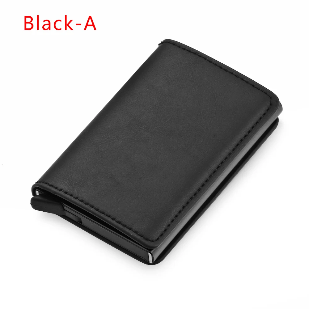 Black-A 1 шт., деловой мужской многофункциональный кошелек из искусственной кожи, карбоновое волокно, RFID Блокировка, замок, карта, кошелек, кошелек, кредитный держатель для карт - Цвет: Black-A