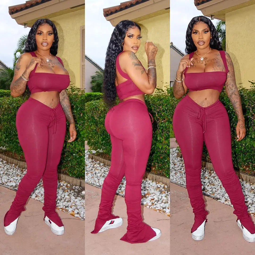 KnniMorning TEES Women Oversized Tracksuit Gradient Off Shoulder T-Shirt Cropped Trousers Plus Size 2 Piece Outfits