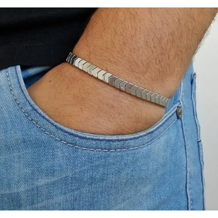 Punk Hematite Men's Bracelet Set Handmade Beaded Jewelry