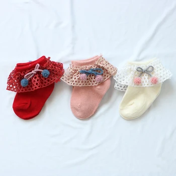 

0-12M Infant Baby Girls Cute Socks Bowknot Design Lace Cotton Short Socks NewbornChildren Casual Socks