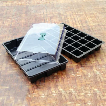 

4 Sets 24 Cells Plant Seeds Germination Tray Nursery Pots Planter Flower Pot with Lids Hydroponic Grow Box Seedling Tray with Sm