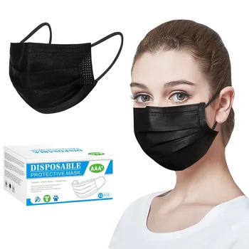 

50pcs Black Disposable 3 Layer Mascarillas Face Mask Scarf One Time Use Face-mask Good Quality Low Price Party Hat Handwear