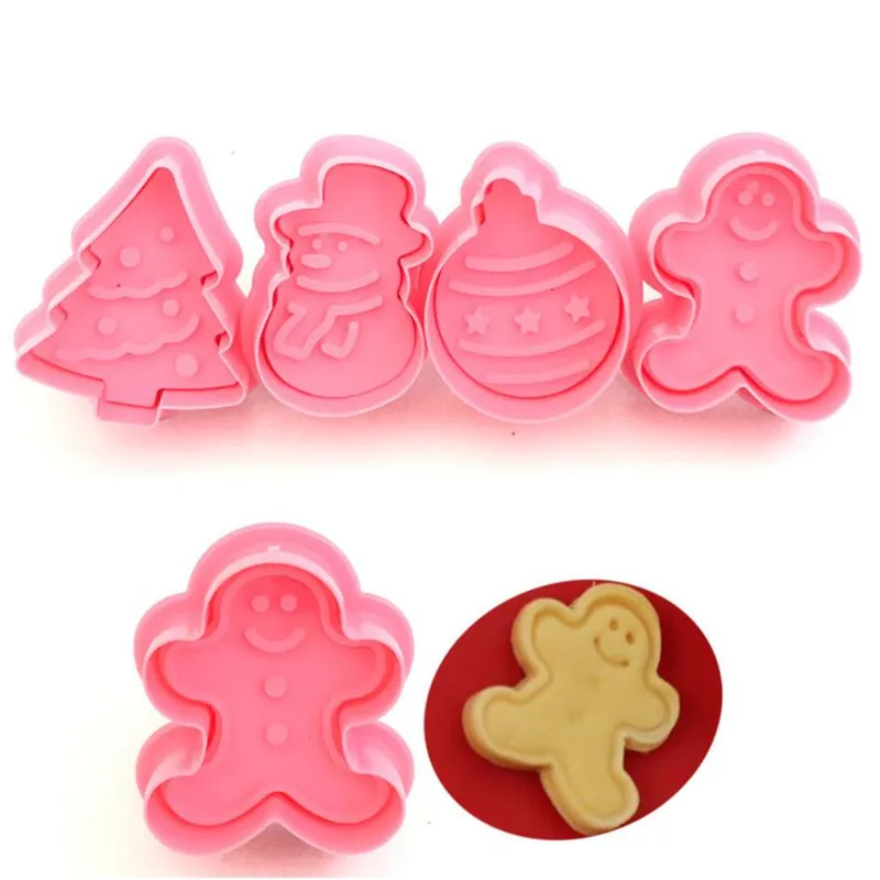 Pastry Decorating Plunger Cookie Cutter Baking Mould Christmas Biscuit Mold 
