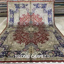 Yilong 9'x12' ручные персидские Изящные коврики красные восточные изысканные шелковые ковры(ZQG346A
